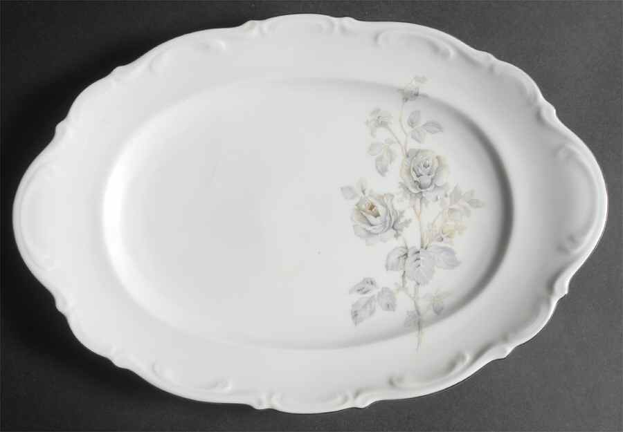 Danielle (Platinum Trim) 14" Oval Serving Platter by Mitterteich-1