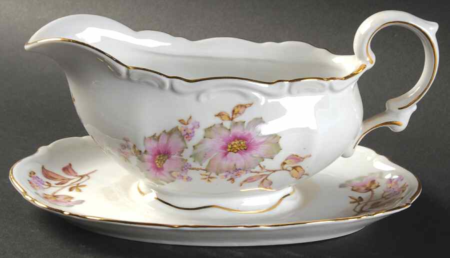 Dogwood Gravy Boat with Attached Underplate by Mitterteich-1