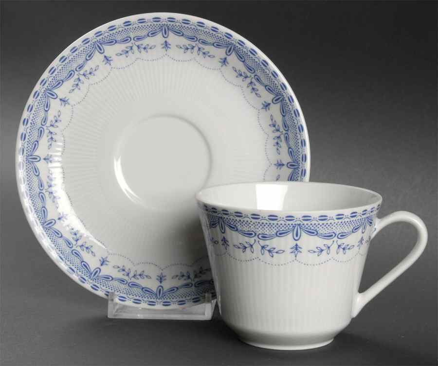 Dresden Blue Flat Cup & Saucer Set by Mitterteich-1