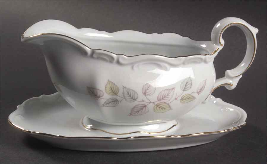 Falling Leaves Gravy Boat with Attached Underplate by Mitterteich-1