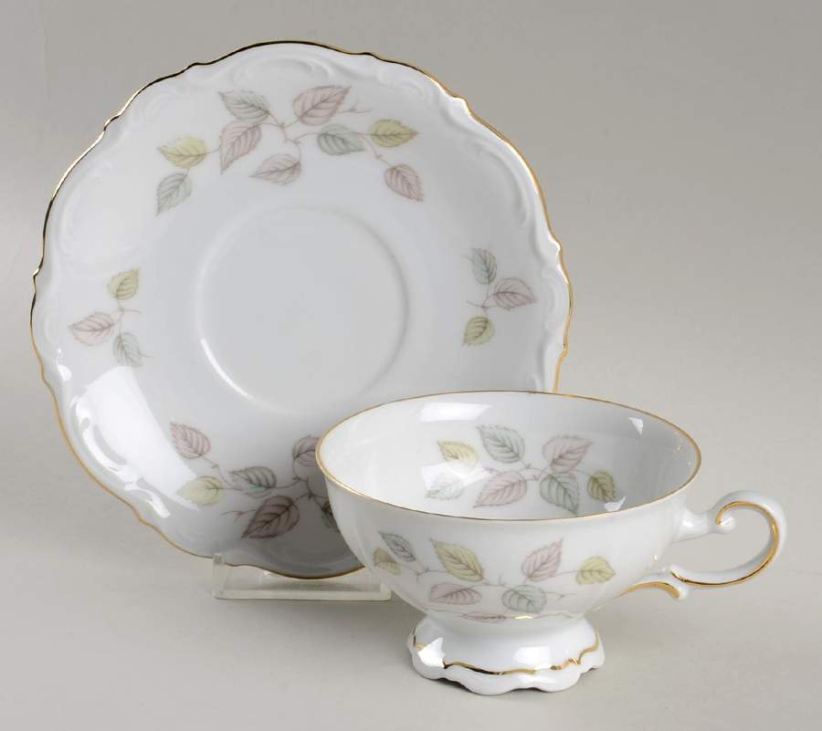 Falling Leaves Footed Cup & Saucer Set by Mitterteich-1