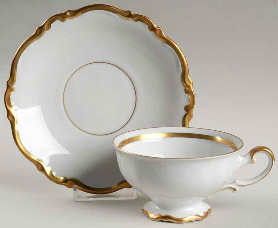 Golden Lark Footed Cup & Saucer Set by Mitterteich-1