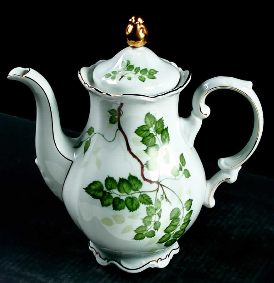 Green Leaves Coffee Pot & Lid by Mitterteich-1