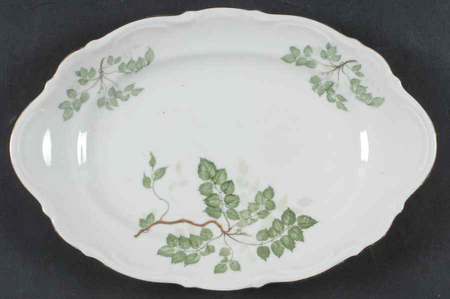 Green Leaves 12" Oval Serving Platter by Mitterteich-1