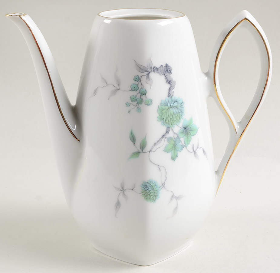 Green Ming (9901, Gold Trim) Small Coffee Pot No Lid by Mitterteich-1