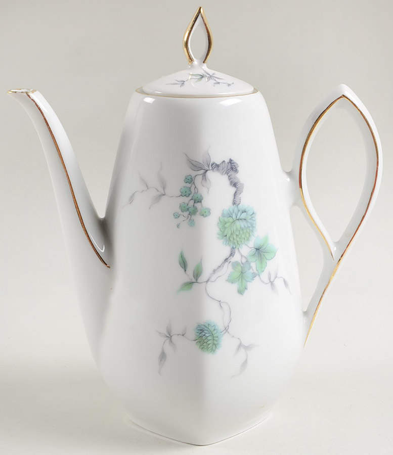 Green Ming (9901, Gold Trim) Small Coffee Pot & Lid by Mitterteich-1