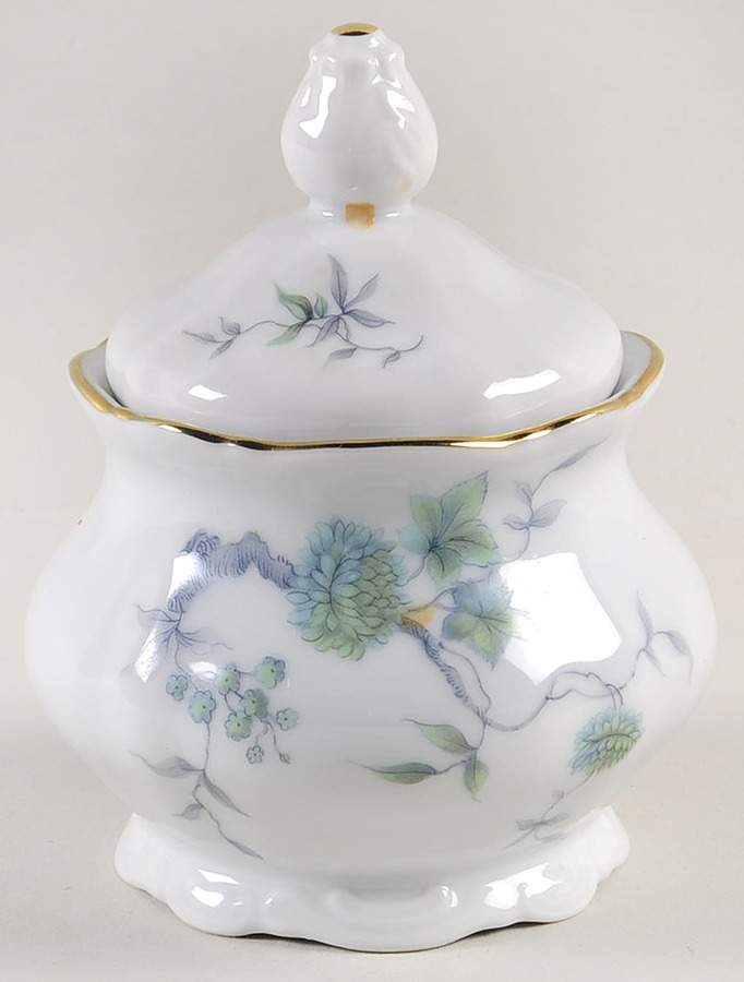Green Ming (9901, Gold Trim) Mini Sugar Bowl & Lid by Mitterteich-1