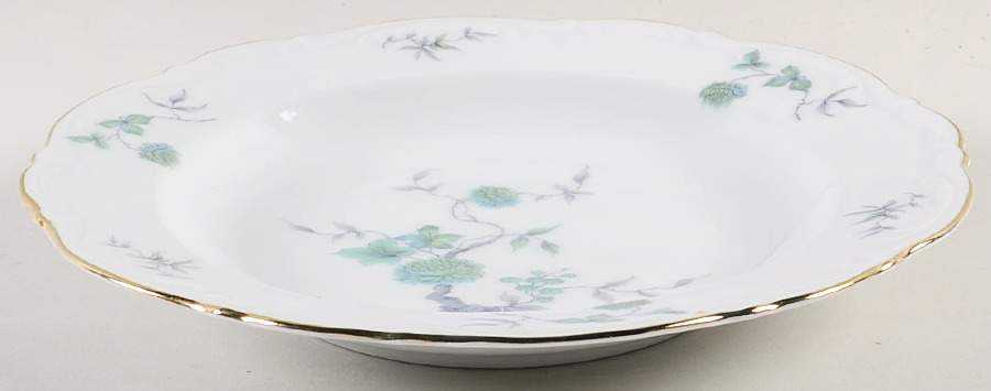 Green Ming (9901, Gold Trim) Rim Soup Bowl by Mitterteich-1