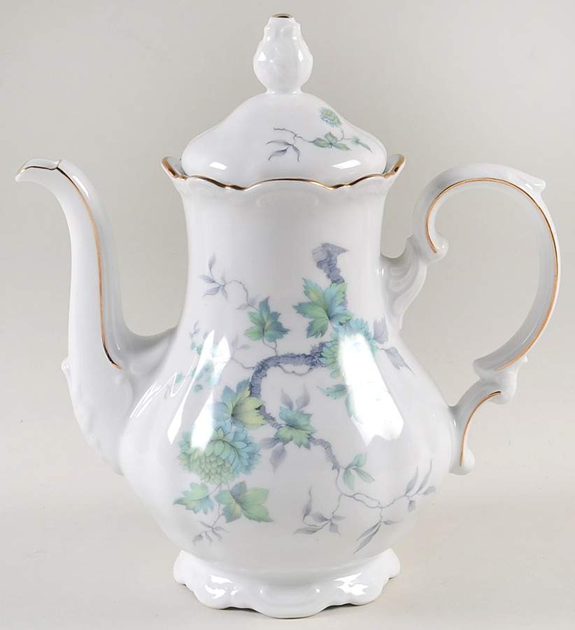 Green Ming (9901, Gold Trim) Coffee Pot & Lid by Mitterteich-1