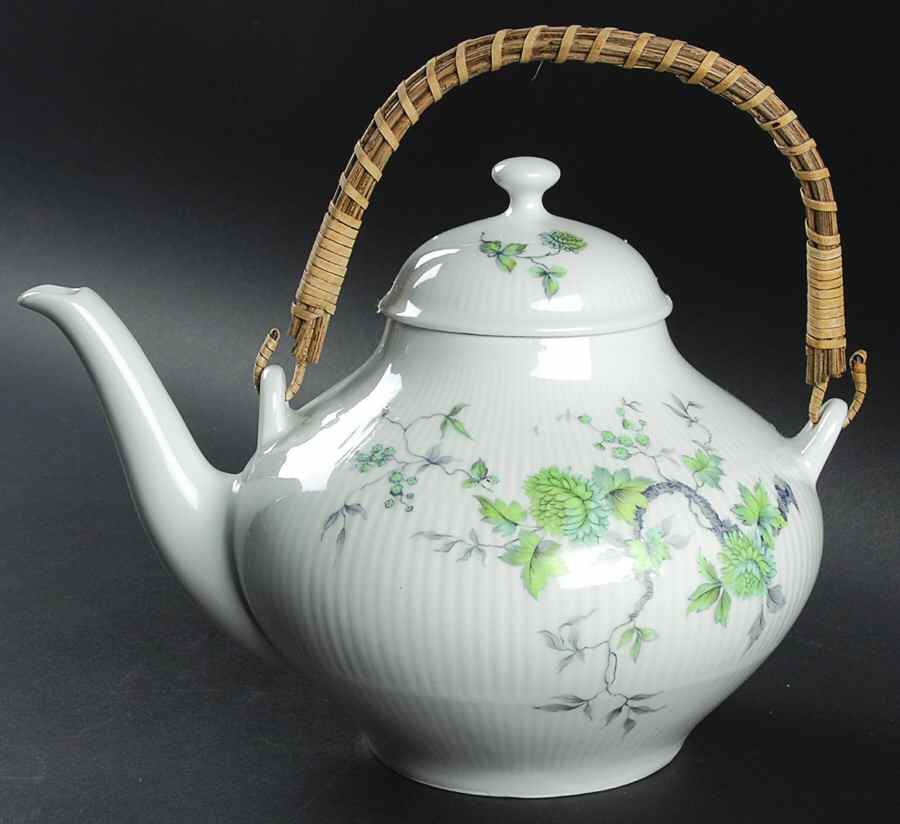 Green Ming (No Trim) Teapot & Lid with Removable Top Handle by Mitterteich-1