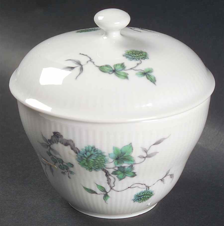 Green Ming (No Trim) Sugar Bowl & Lid by Mitterteich-1