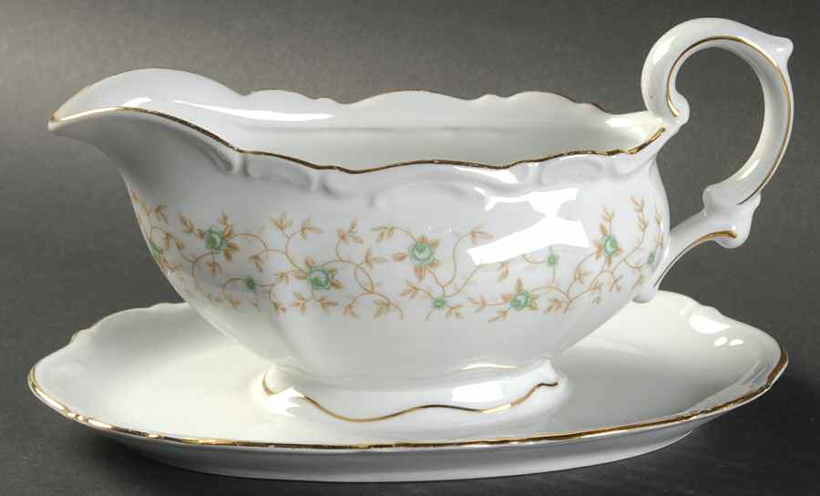 Lady Patricia Gravy Boat with Attached Underplate by Mitterteich-1