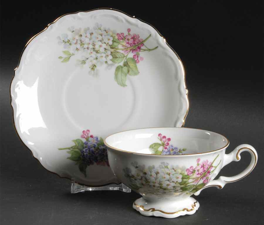 Lilac Footed Cup & Saucer Set by Mitterteich-1
