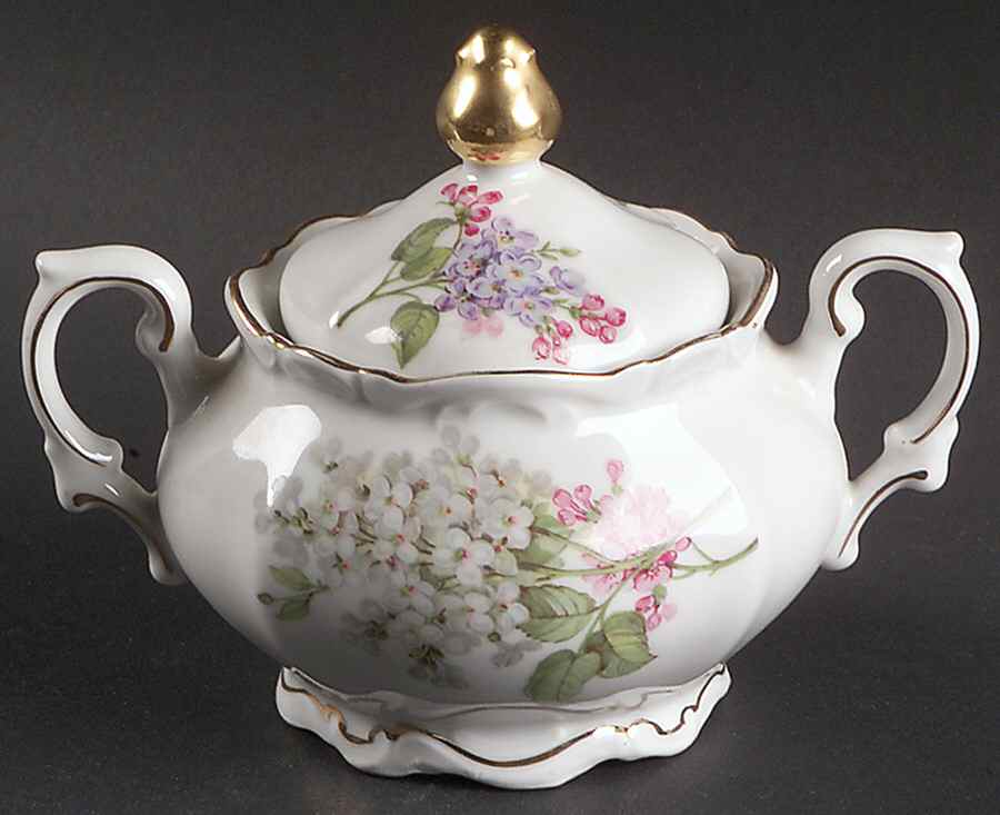 Lilac Sugar Bowl & Lid by Mitterteich-1