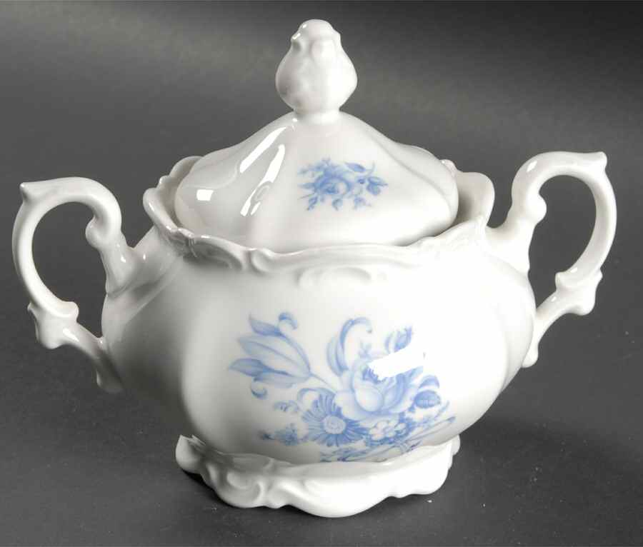 Meissen Blue Sugar Bowl & Lid by Mitterteich-1