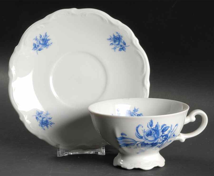 Meissen Blue Footed Cup & Saucer Set by Mitterteich-1