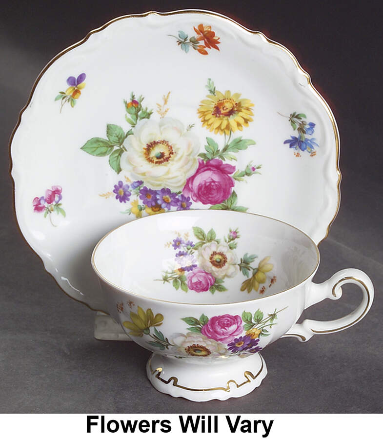 Meissen Floral Footed Cup & Saucer Set by Mitterteich-1