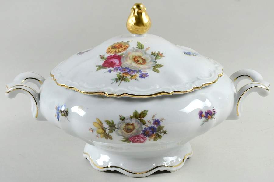 Meissen Floral Round Covered Vegetable by Mitterteich-1