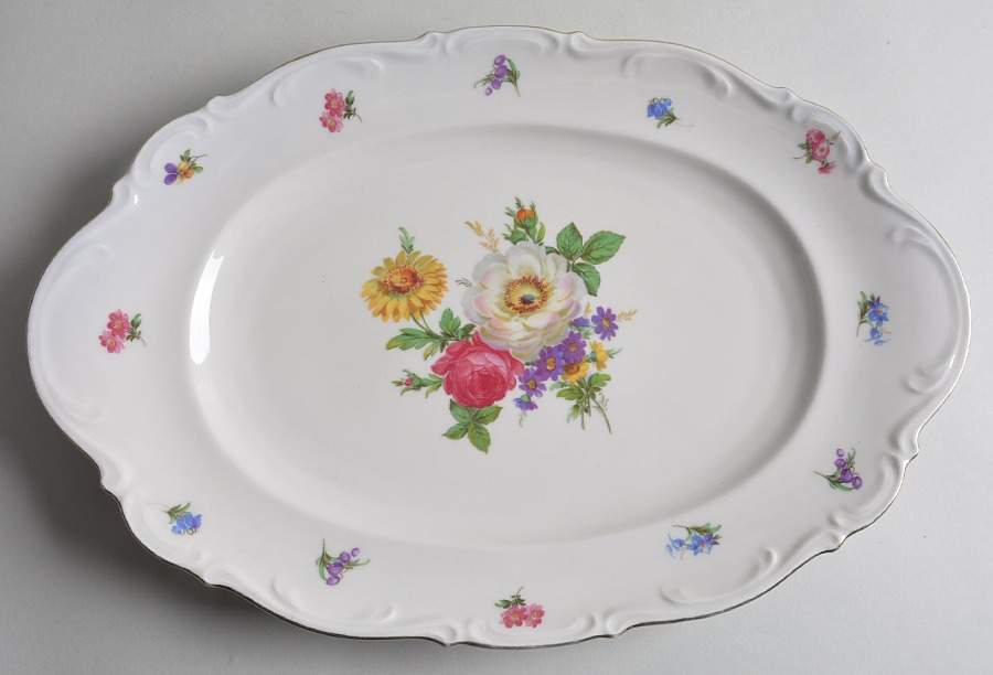 Meissen Floral 16" Oval Serving Platter by Mitterteich-1