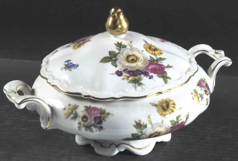 Meissen Floral Round Covered Vegetable by Mitterteich-1