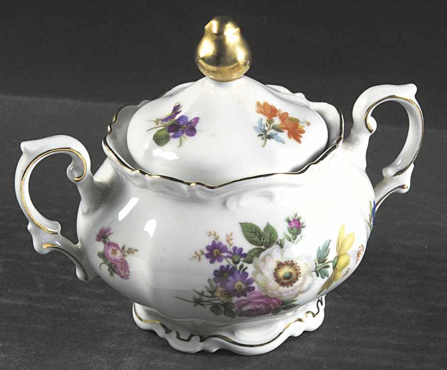 Meissen Floral Sugar Bowl & Lid by Mitterteich-1