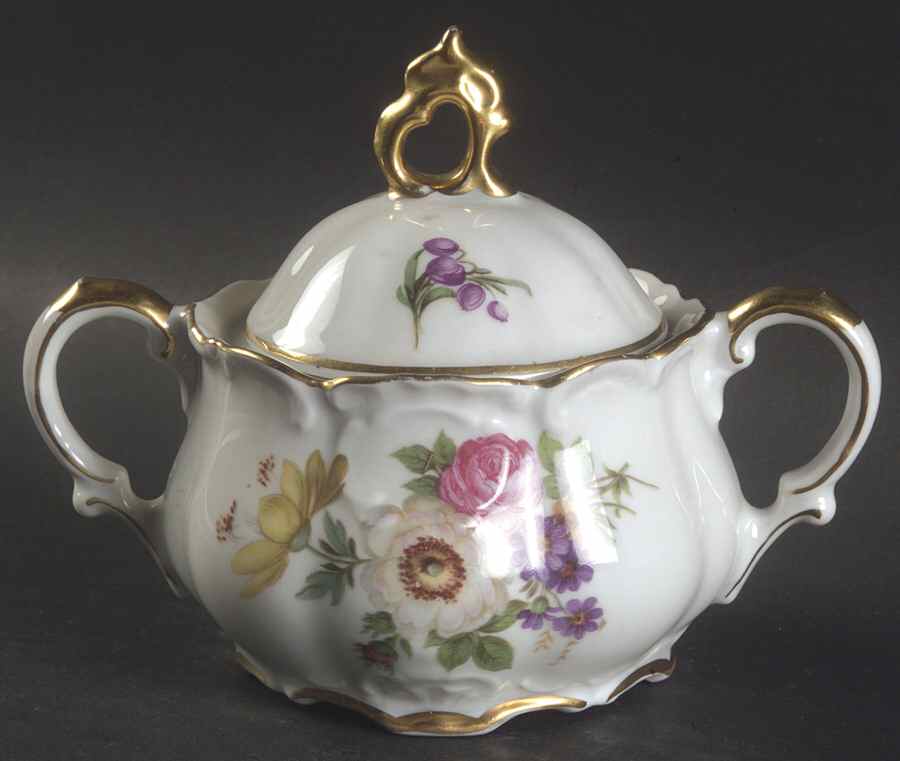 Meissen Floral Sugar Bowl & Lid by Mitterteich-1