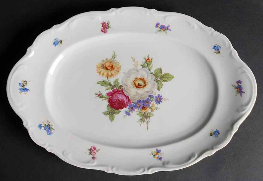 Meissen Floral 14" Oval Serving Platter by Mitterteich-1