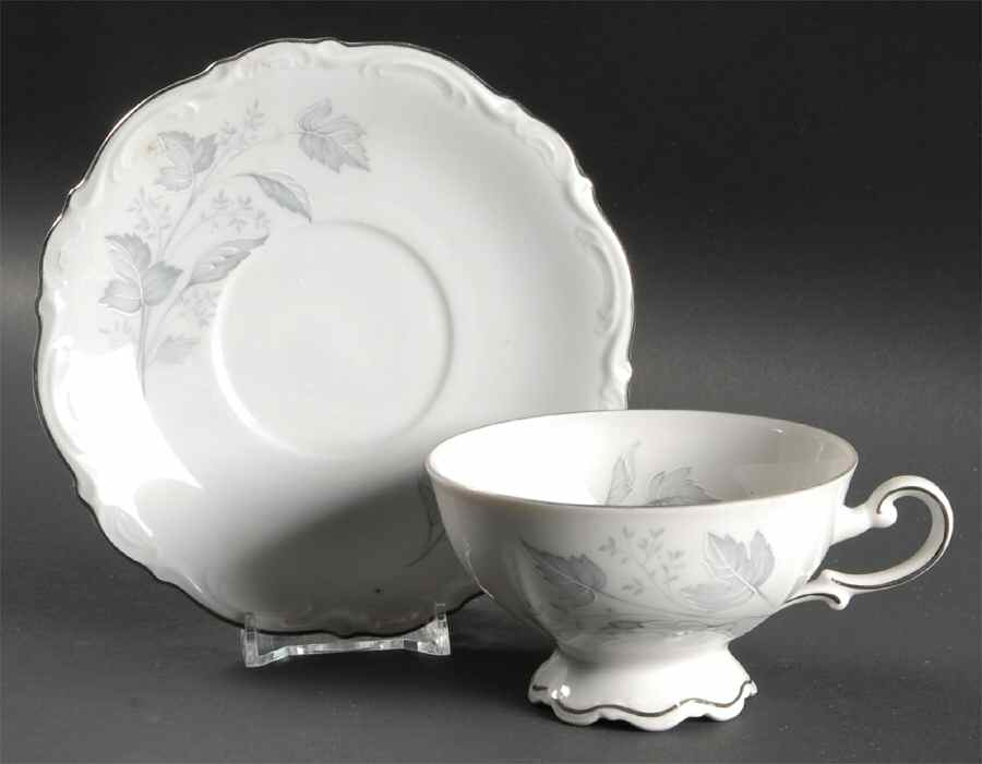 Monika (Platinum Trim) Footed Cup & Saucer Set by Mitterteich-1