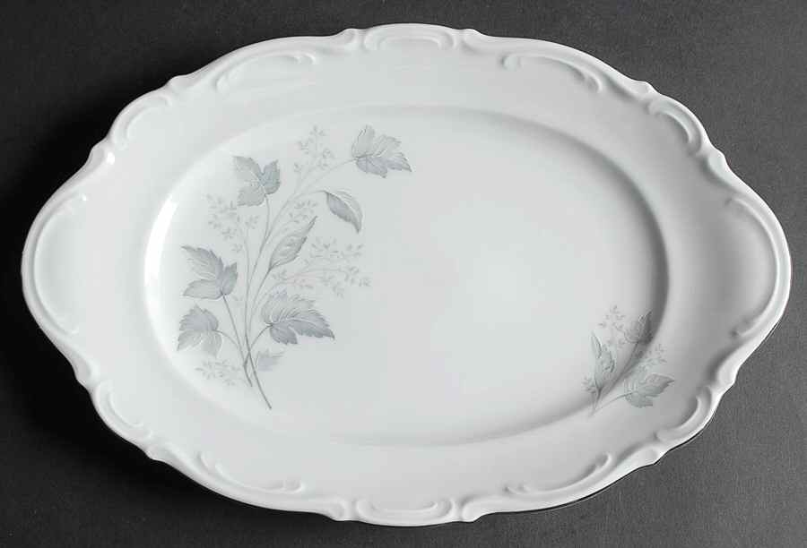 Monika (Platinum Trim) 12" Oval Serving Platter by Mitterteich-1