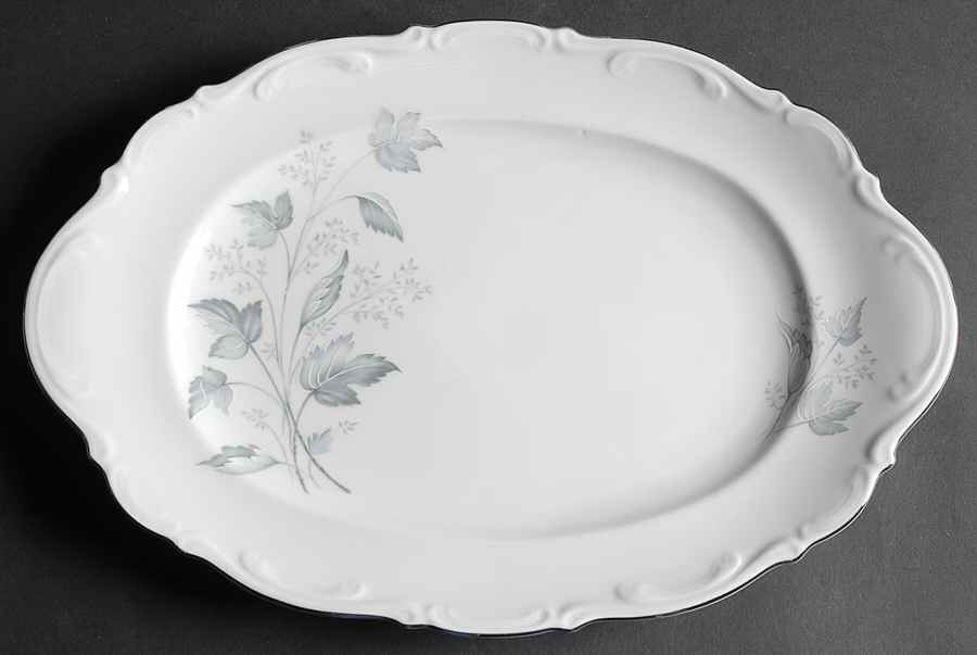 Monika (Platinum Trim) 14" Oval Serving Platter by Mitterteich-1