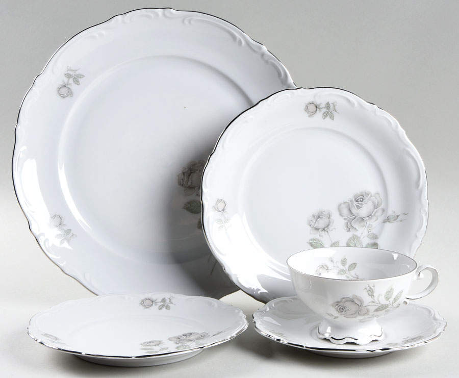 Mystic Rose (Platinum Trim) 5 Piece Place Setting by Mitterteich-1