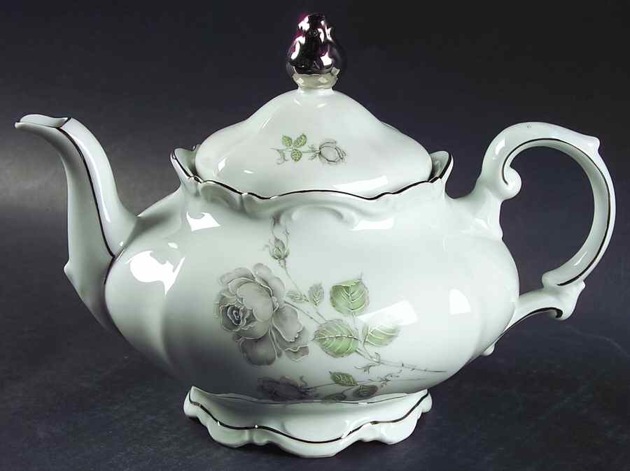 Mystic Rose (Platinum Trim) Teapot & Lid by Mitterteich-1