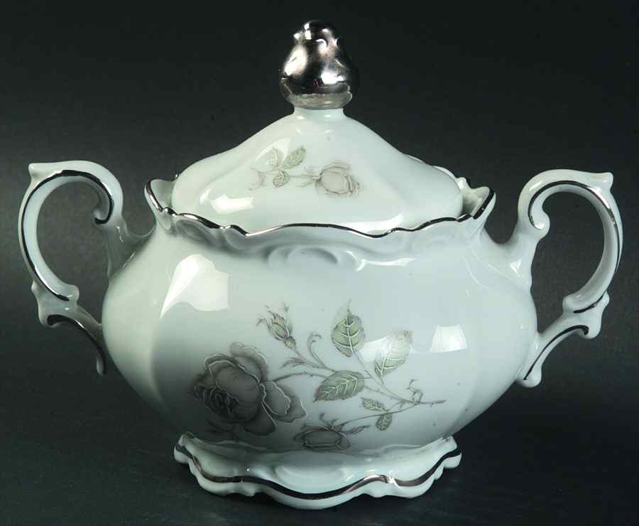 Mystic Rose (Platinum Trim) Sugar Bowl & Lid by Mitterteich-1
