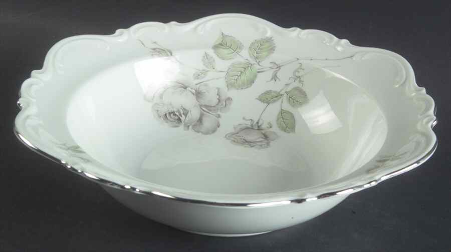 Mystic Rose (Platinum Trim) 9" Round Vegetable Bowl by Mitterteich-1