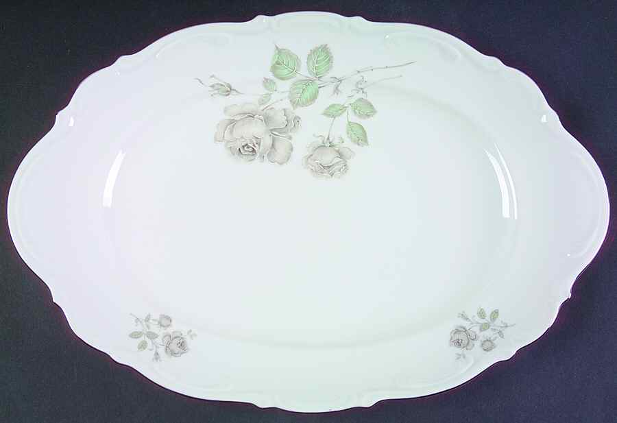 Mystic Rose (Platinum Trim) 14" Oval Serving Platter by Mitterteich-1