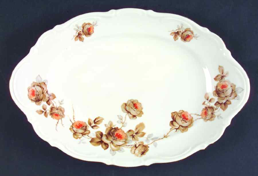 Norway Rose 12" Oval Serving Platter by Mitterteich-1