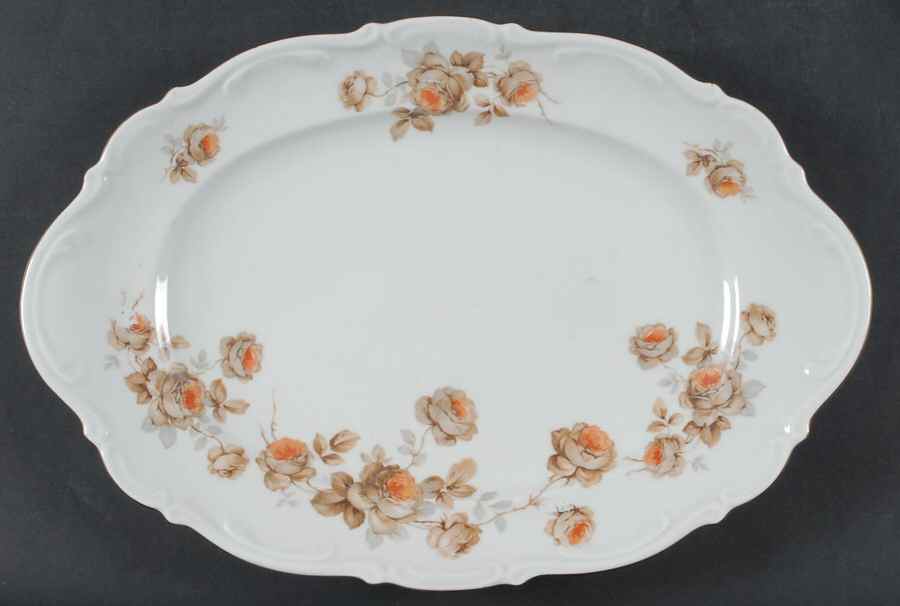 Norway Rose 14" Oval Serving Platter by Mitterteich-1