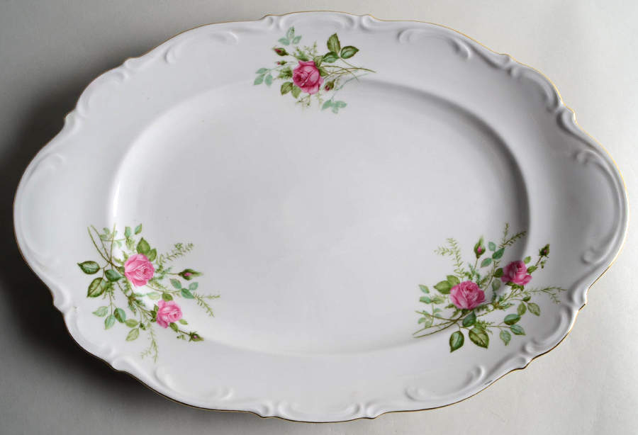 Old Dresden Rose 16" Oval Serving Platter by Mitterteich-1