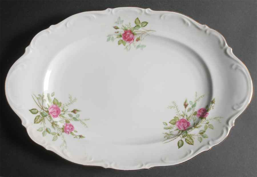 Old Dresden Rose 15" Oval Serving Platter by Mitterteich-1