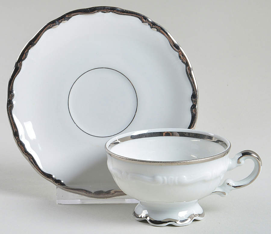 Platinum Princess Footed Demitasse Cup & Saucer Set by Mitterteich-1