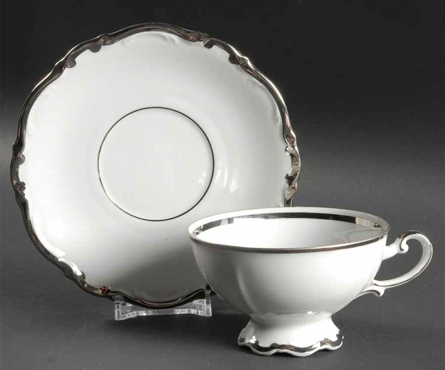Platinum Princess Footed Cup & Saucer Set by Mitterteich-1