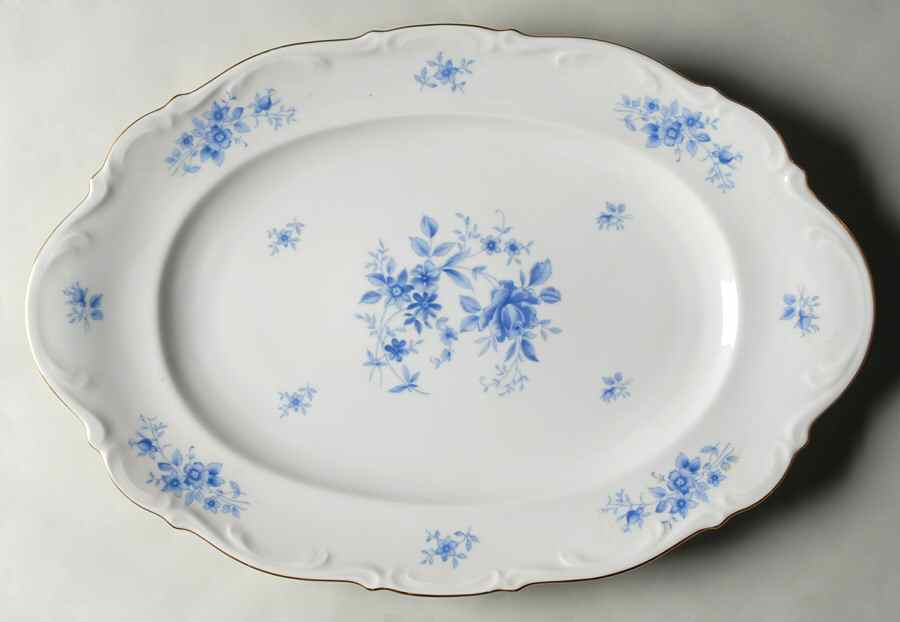 Rhapsody In Blue 16" Oval Serving Platter by Mitterteich-1
