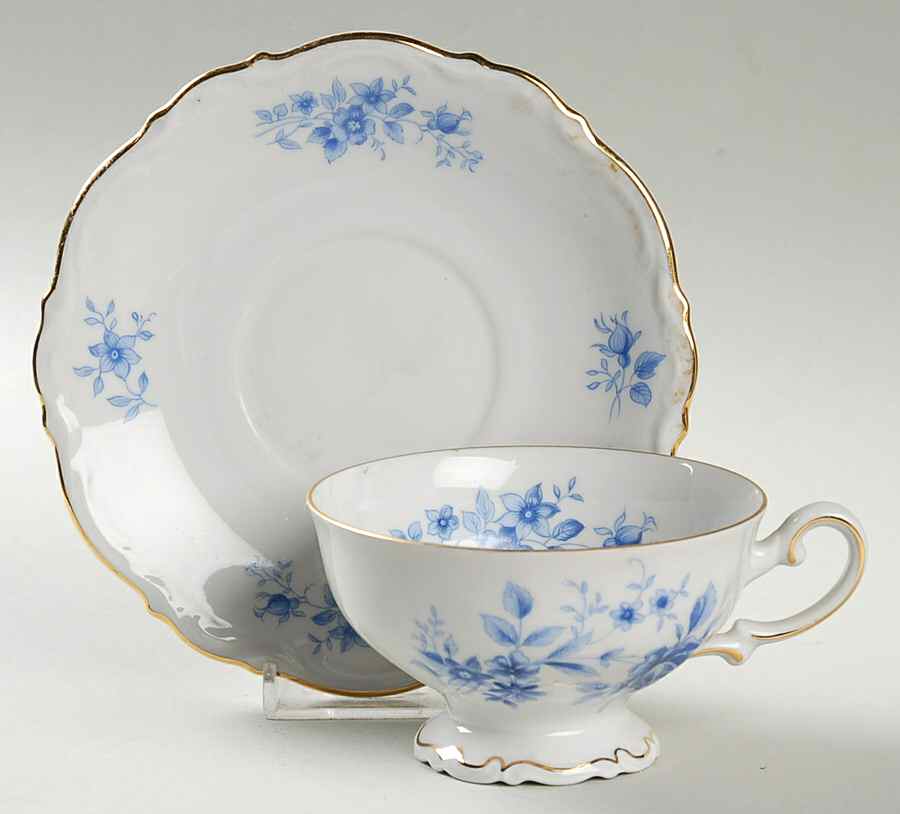 Rhapsody In Blue Footed Cup & Saucer Set by Mitterteich-1