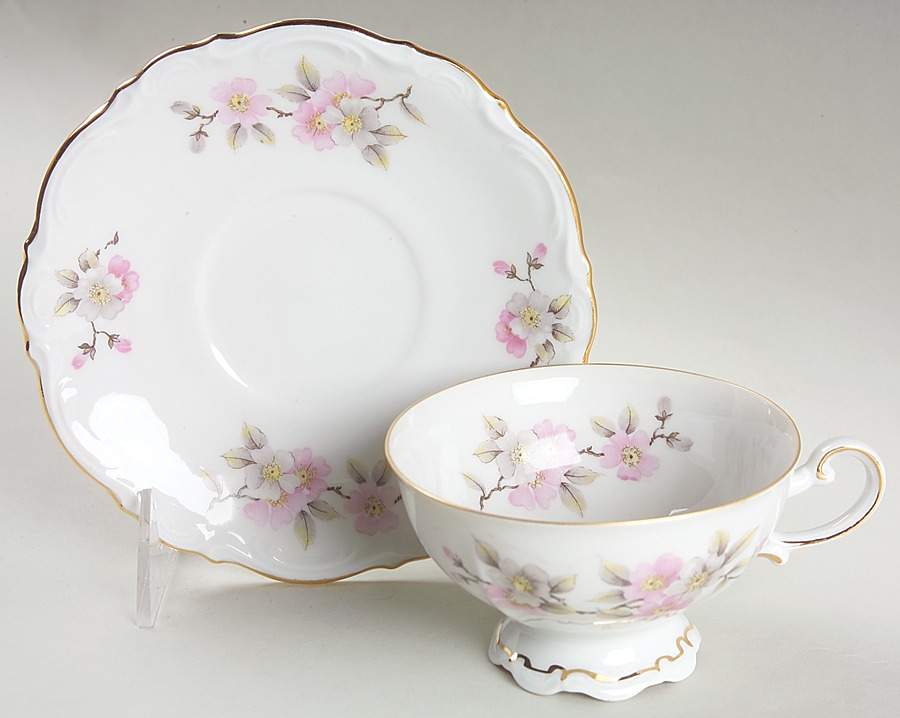 Springtime Footed Cup & Saucer Set by Mitterteich-1