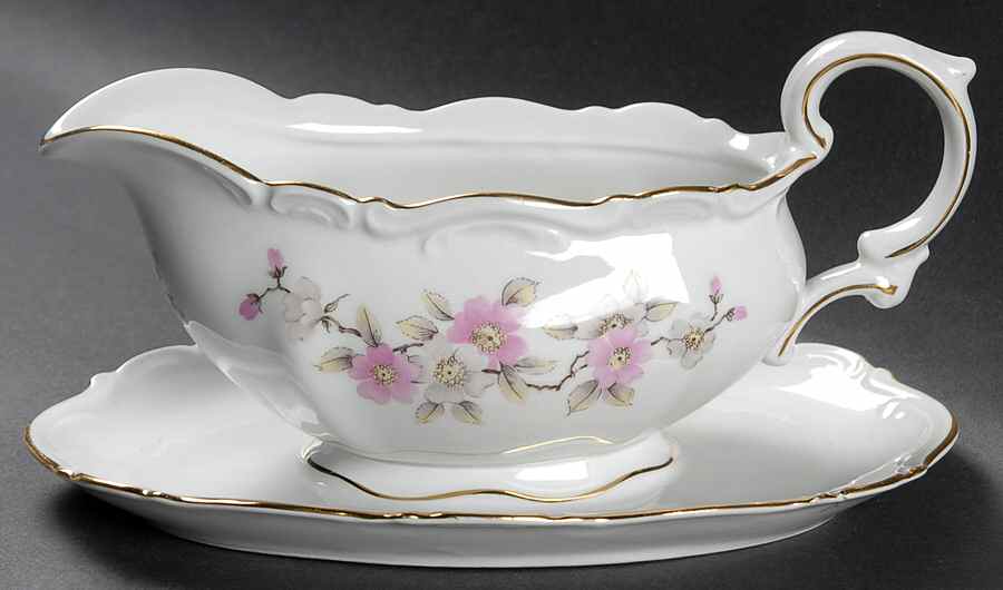 Springtime Gravy Boat with Attached Underplate by Mitterteich-1