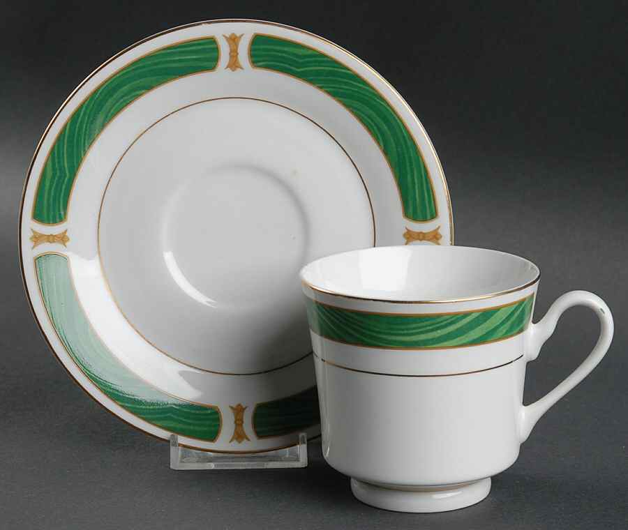 Malachite Footed Cup & Saucer Set by Sango-1