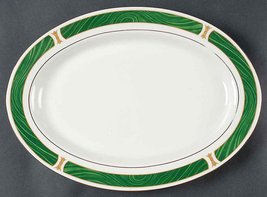 Malachite 14" Oval Serving Platter by Sango-1