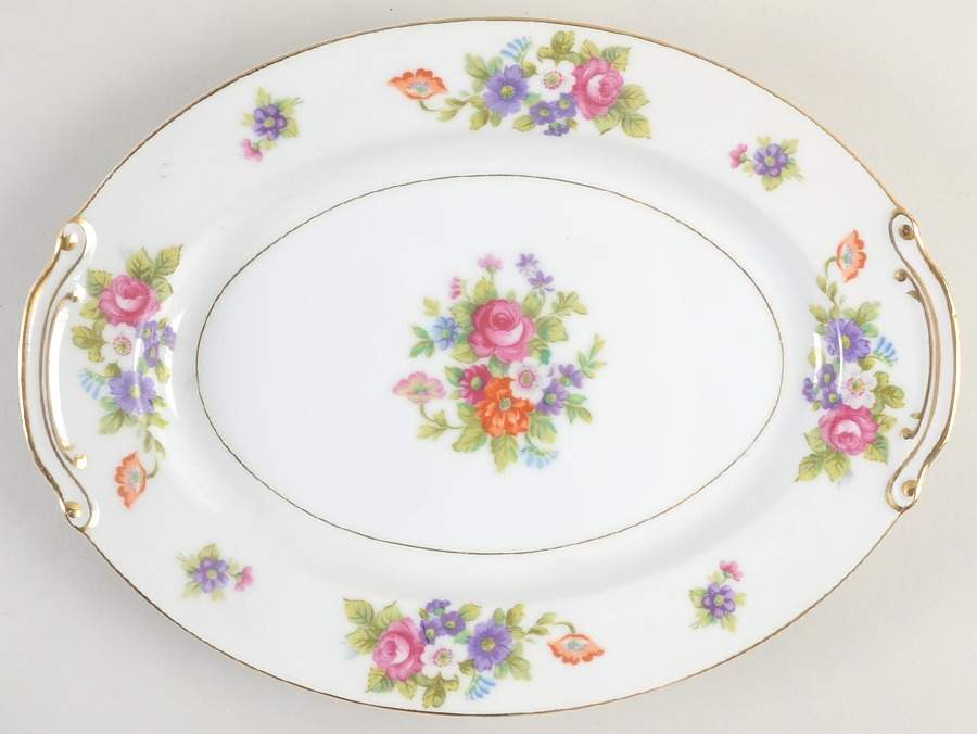 Dresden Rose 12" Oval Serving Platter by Mikuni-1