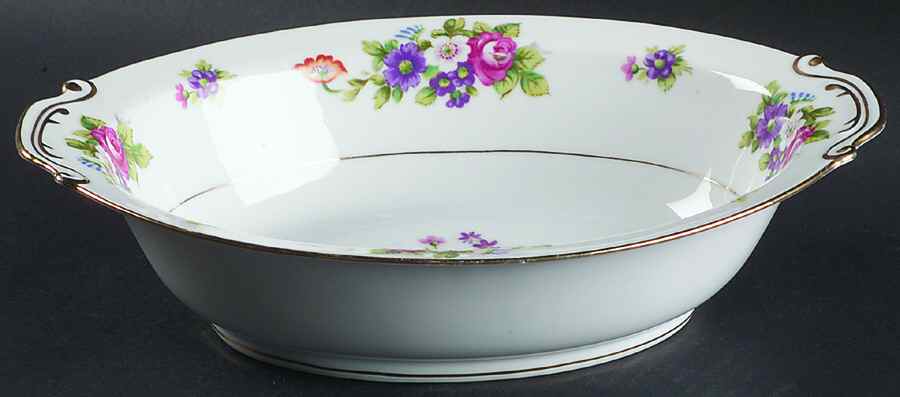 Dresden Rose 11" Oval Vegetable Bowl by Mikuni-1
