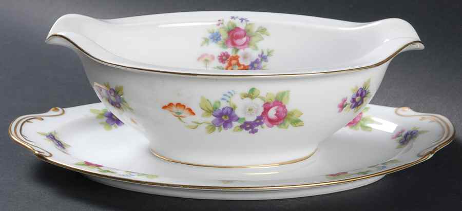Dresden Rose Gravy Boat with Attached Underplate by Mikuni-1
